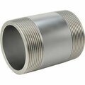 Bsc Preferred Thick-Wall 304/304L Stainless Steel Pipe Nipple Threaded on Both Ends 2 Pipe Size 3 Long 46755K49